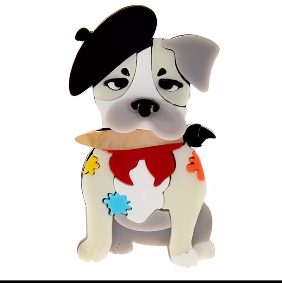 Jewelry Acrylic Enamel Artist Dog Pup Puppy Brooch Pin Paint Brush